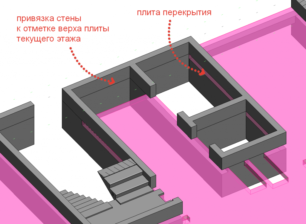 Несущая стена на плите перекрытия